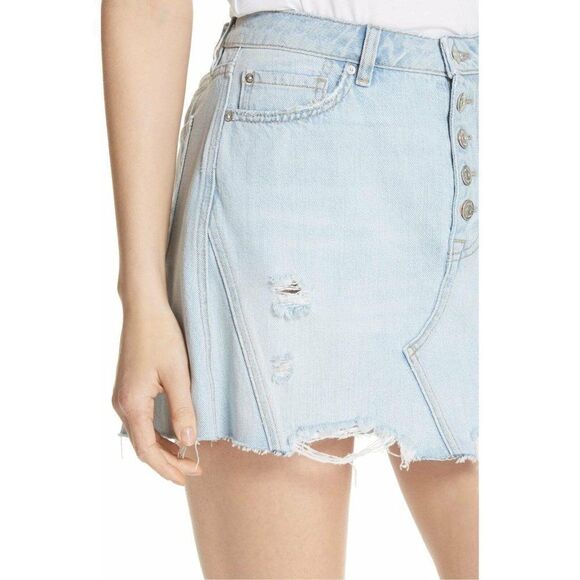 Free People NWOT Light Blue Denim Mini Skirt 4/27 - Picture 2 of 8